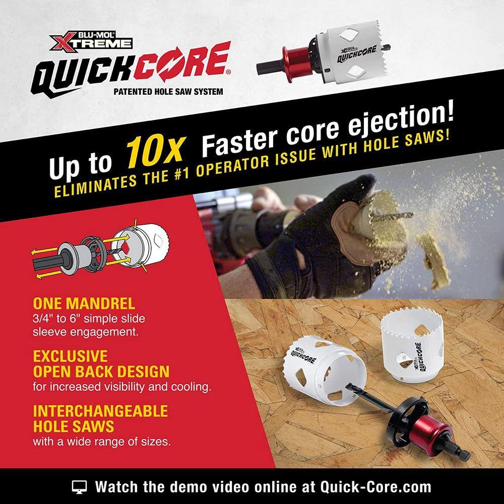 Disston QuickCore Top 20 Hole Saw Sizes Kit (22-Piece) by BLU-MOL 3 Disston QuickCore Top 20 Hole Saw Sizes Kit (22-Piece) by BLU-MOL - Image 3