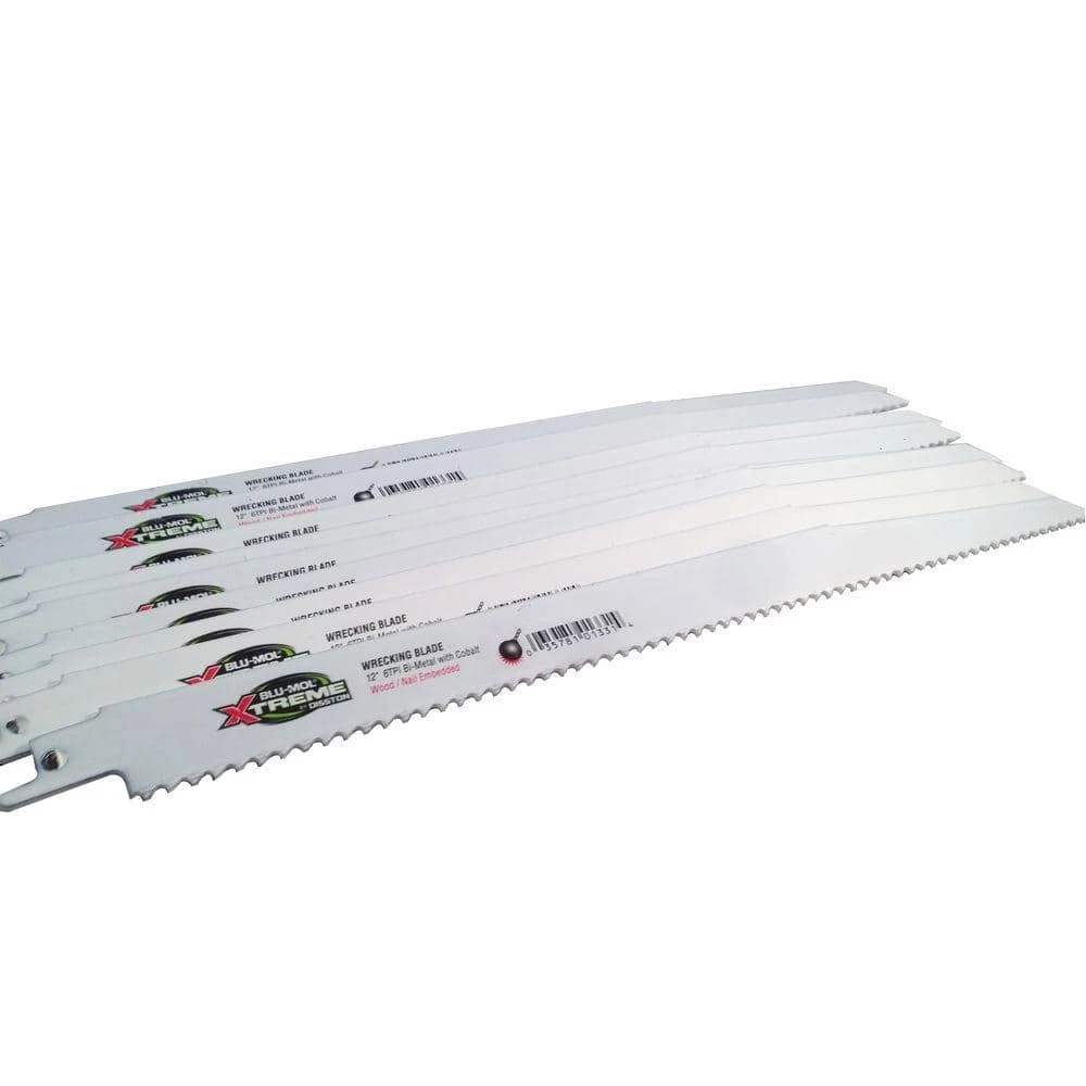 12 in. x 7/8 in. x 0.062 in. 6 Teeth per in. Wood Cutting Xtreme Bi-Metal Demolition Reciprocating Saw Blade (10-Pack) by BLU-MOL 1 12 in. x 7/8 in. x 0.062 in. 6 Teeth per in. Wood Cutting Xtreme Bi-Metal Demolition Reciprocating Saw Blade (10-Pack) by BLU-MOL