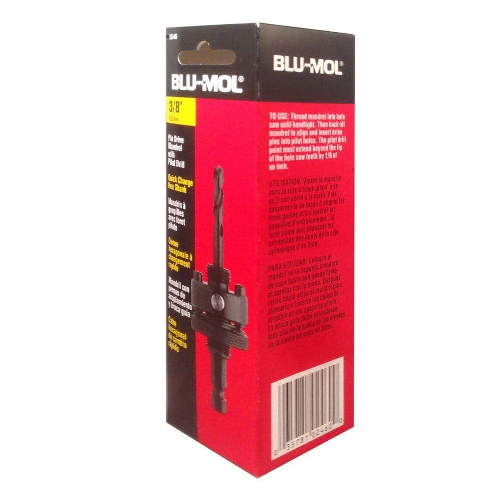 3/8 in. Hex Shank Pin Drive Mandrel Hole Saw Accessory for 1-1/4 in. x 6 in. Bi-Metal Hole Saws by BLU-MOL 2 3/8 in. Hex Shank Pin Drive Mandrel Hole Saw Accessory for 1-1/4 in. x 6 in. Bi-Metal Hole Saws by BLU-MOL - Image 2