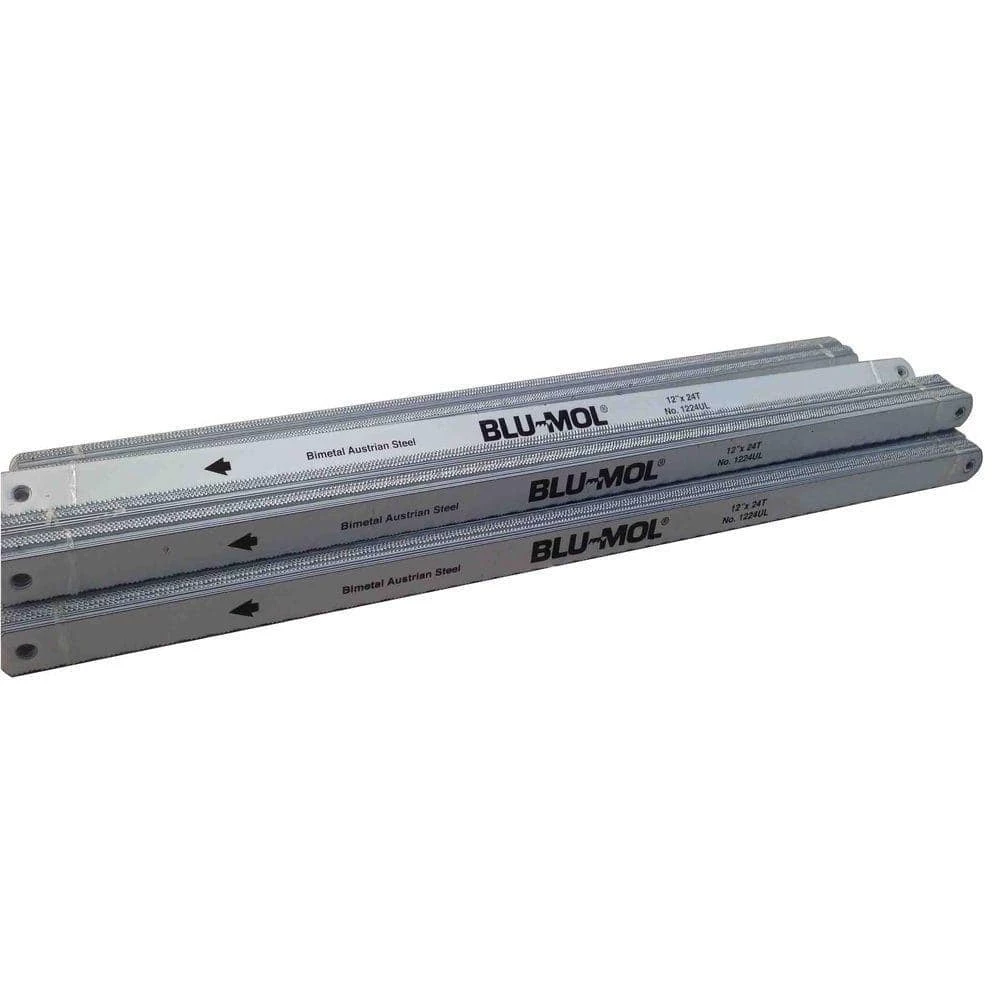 12 in. x 1/2 in. x 0.025 in. 24 Teeth per in. Bi-Metal Hack Saw Blade (100-Pack) by BLU-MOL 1 12 in. x 1/2 in. x 0.025 in. 24 Teeth per in. Bi-Metal Hack Saw Blade (100-Pack) by BLU-MOL