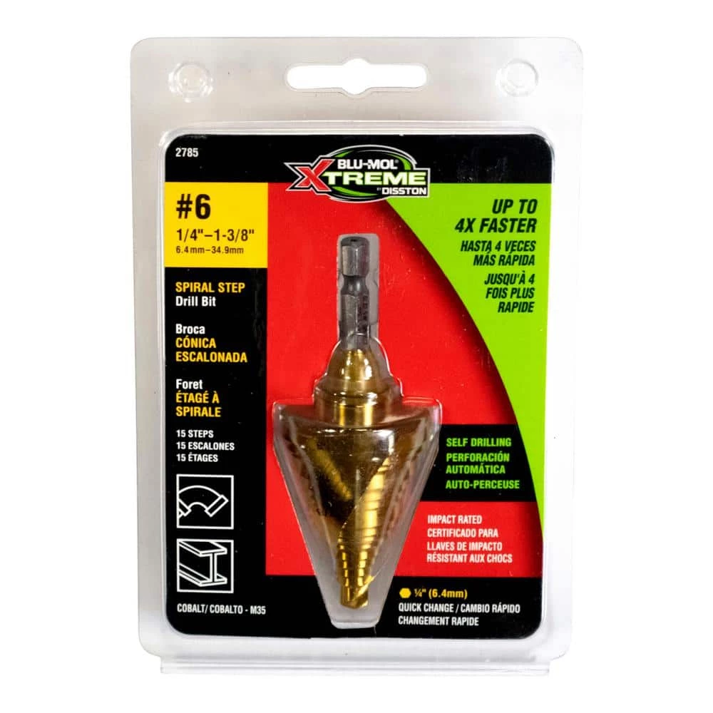 1/4 in. to 1-3/8 in. - #6 Cobalt Spiral Step Drill Bit (18-Steps) by BLU-MOL 2 1/4 in. to 1-3/8 in. - #6 Cobalt Spiral Step Drill Bit (18-Steps) by BLU-MOL - Image 2