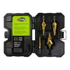 4-Pcs Cobalt Spiral Step Drill Premium Kit(1/8 in. - 1/2 in.,3/16 in. - 7/8 in.,1/4 in. - 1-1/8 in.,1/4 in. - 1-3/8 in.) by BLU-MOL