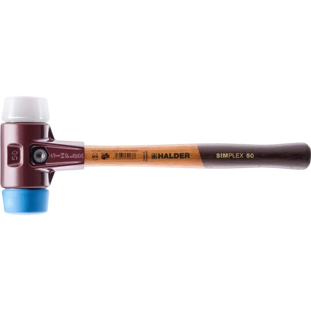 Simplex 60 3.5 lbs. Mallet with Soft Blue Rubber, Non-Marring, Superplastic Inserts by Halder 1 Simplex 60 3.5 lbs. Mallet with Soft Blue Rubber, Non-Marring, Superplastic Inserts by Halder