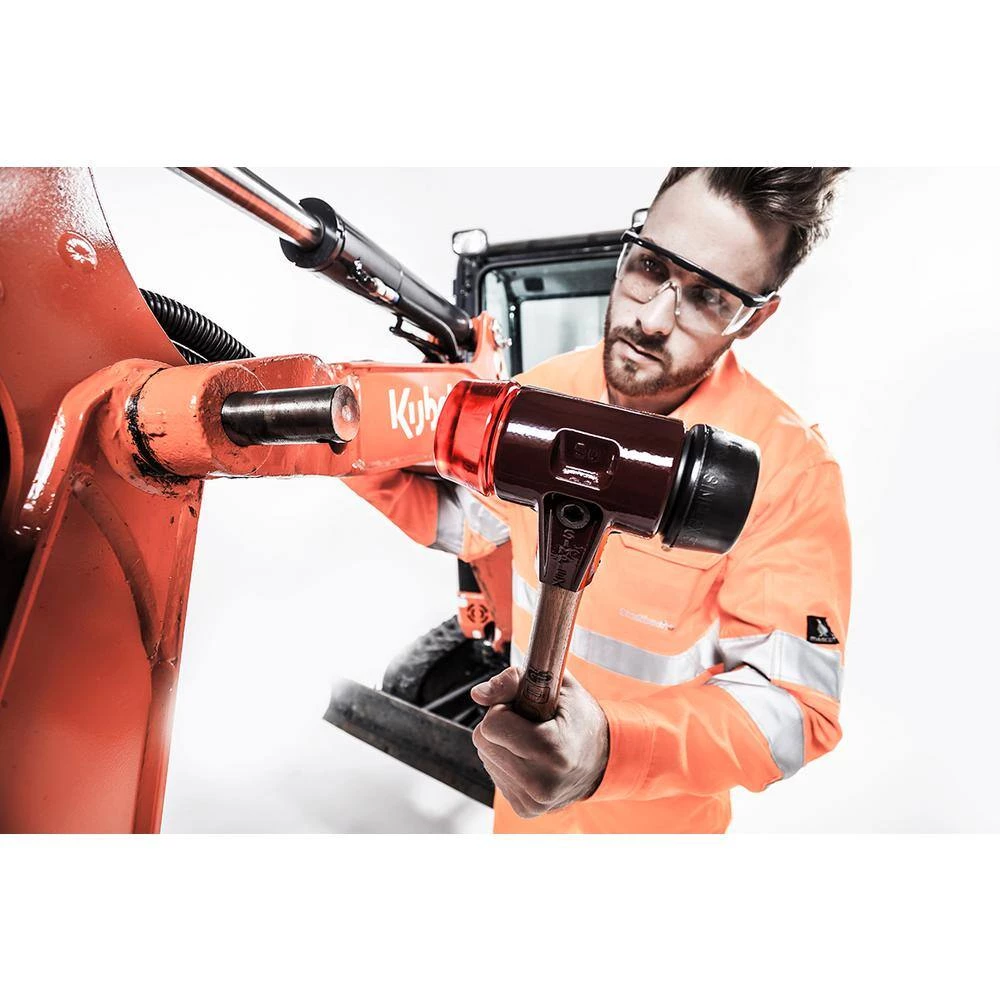 Simplex 28 oz. Mallet with Cast Iron Housing Acacia Wood Handle Red Plastic Face and Gray Rubber Face by Halder 2 Simplex 28 oz. Mallet with Cast Iron Housing Acacia Wood Handle Red Plastic Face and Gray Rubber Face by Halder - Image 2