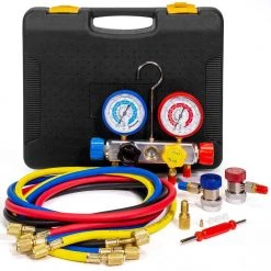 4-Way HVAC R134A R410A R22 R404A A/C Diagnostic Manifold Gauge Set Charging Refrigeration by STARK USA