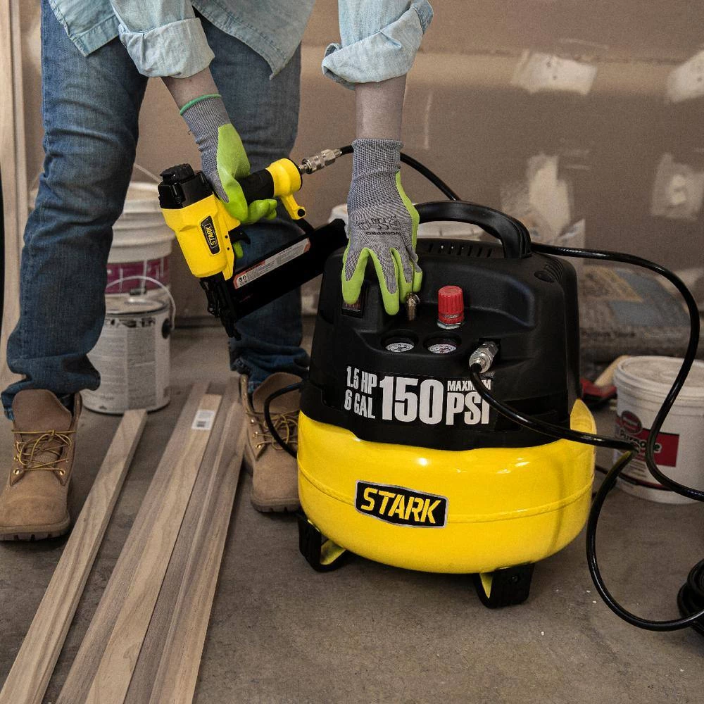 6 Gal. 150 PSI Portable Electric Pancake Air Compressor by STARK USA 5 6 Gal. 150 PSI Portable Electric Pancake Air Compressor by STARK USA - Image 5