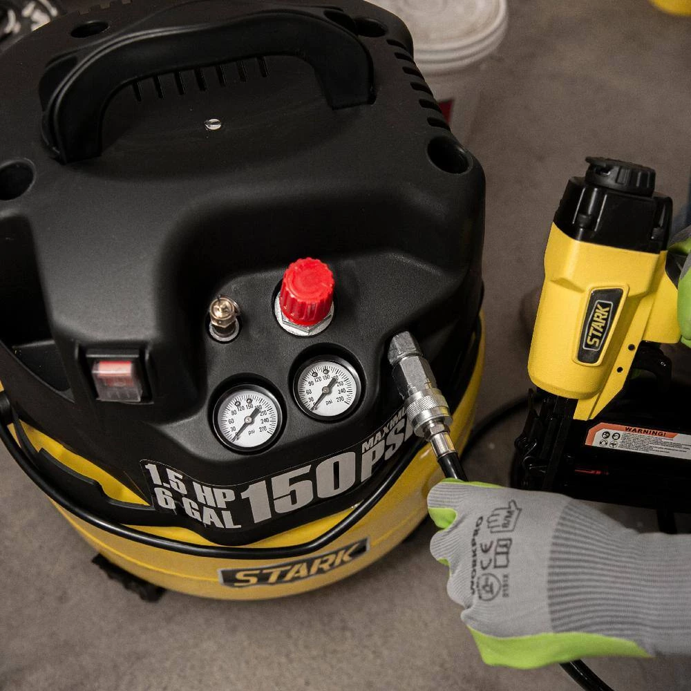 6 Gal. 150 PSI Portable Electric Pancake Air Compressor by STARK USA 3 6 Gal. 150 PSI Portable Electric Pancake Air Compressor by STARK USA - Image 3
