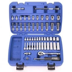 1/2 in. Drive Socket Set 90T-Ratchet Extension Bars SAE and Metric CR-V (55-Pieces) by STARK USA -Industrial Tools Sales stark usa ratchet socket sets 35300 44 1000