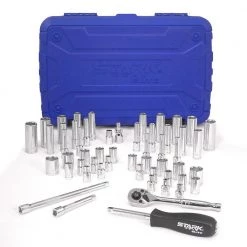 Default 29 1/2 in. Drive Socket Set 90T-Ratchet Extension Bars SAE and Metric CR-V (55-Pieces) by STARK USA