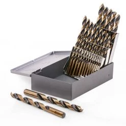1/16 in. - 1/2 in. Titanium 135-Degree Split Jobber Length Black and Gold Industrial Drill Bit (29-Pieces) by STARK USA