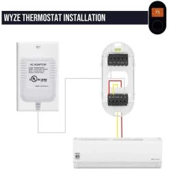 24-Volt Transformer and C-Wire Adapter for Google Nest Thermostat, Learning Thermostat, Thermostat E and Wyze Thermostat by Wasserstein -Industrial Tools Sales wasserstein home safety accessories 24vadapter25ftwhtusa fa 1000