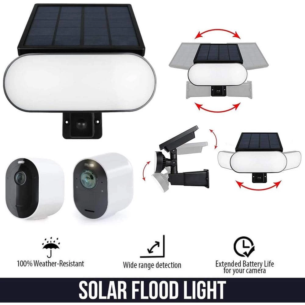 2-In-1 Solar Panel Charger and Security Light for Arlo Pro 3/Pro 4 and Ultra/Ultra 2 Camera Only, Black by Wasserstein 2 2-In-1 Solar Panel Charger and Security Light for Arlo Pro 3/Pro 4 and Ultra/Ultra 2 Camera Only, Black by Wasserstein - Image 2