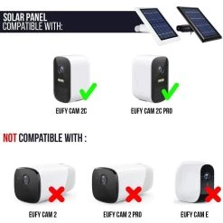 Solar Panel with 13 ft. Cable for Eufy Cam 2C, 2C Pro Power Your Eufy Surveillance Camera Continuously in Black (3-Pack) by Wasserstein -Industrial Tools Sales wasserstein home safety accessories eufycam2csolar3blkus 76 1000