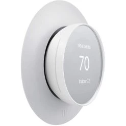 5.25 in. White Wall Plate Cover for Google Nest Thermostat 2020 - Elegant Mounting for Your Google Nest Thermostat by Wasserstein