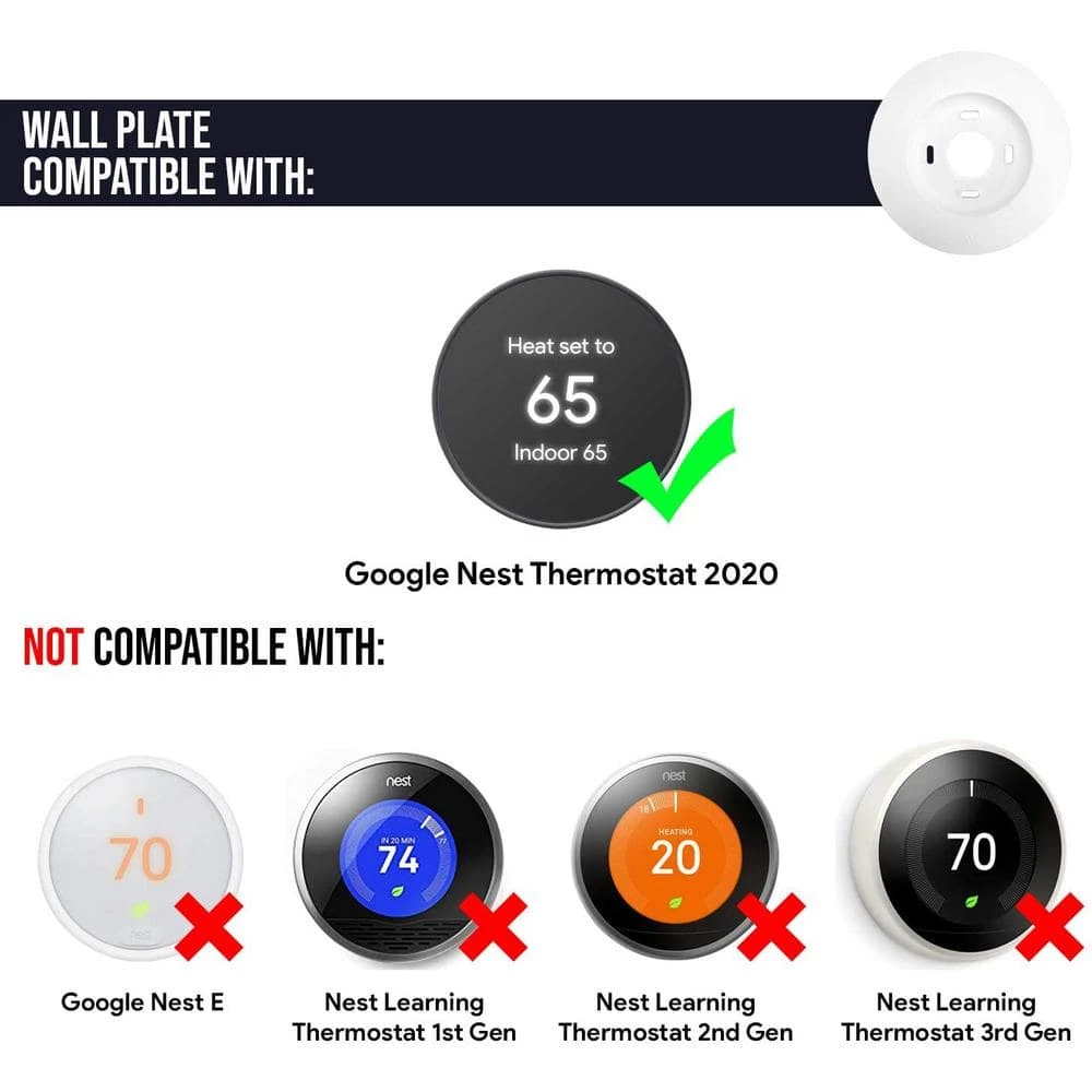 5.25 in. White Wall Plate Cover for Google Nest Thermostat 2020 - Elegant Mounting for Your Google Nest Thermostat by Wasserstein 7 5.25 in. White Wall Plate Cover for Google Nest Thermostat 2020 - Elegant Mounting for Your Google Nest Thermostat by Wasserstein - Image 7