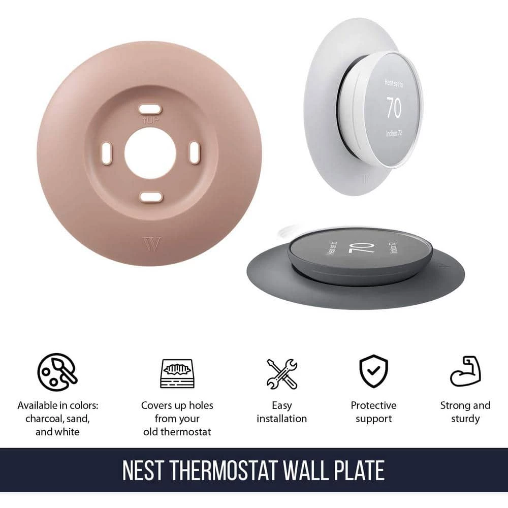 5.25 in. White Wall Plate Cover for Google Nest Thermostat 2020 - Elegant Mounting for Your Google Nest Thermostat by Wasserstein 2 5.25 in. White Wall Plate Cover for Google Nest Thermostat 2020 - Elegant Mounting for Your Google Nest Thermostat by Wasserstein - Image 2