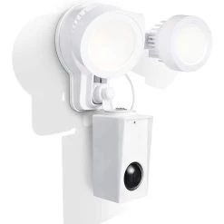 White 3-in-1 Floodlight, Charger, and Mount for Wyze Cam Pan/Pan V2 by Wasserstein