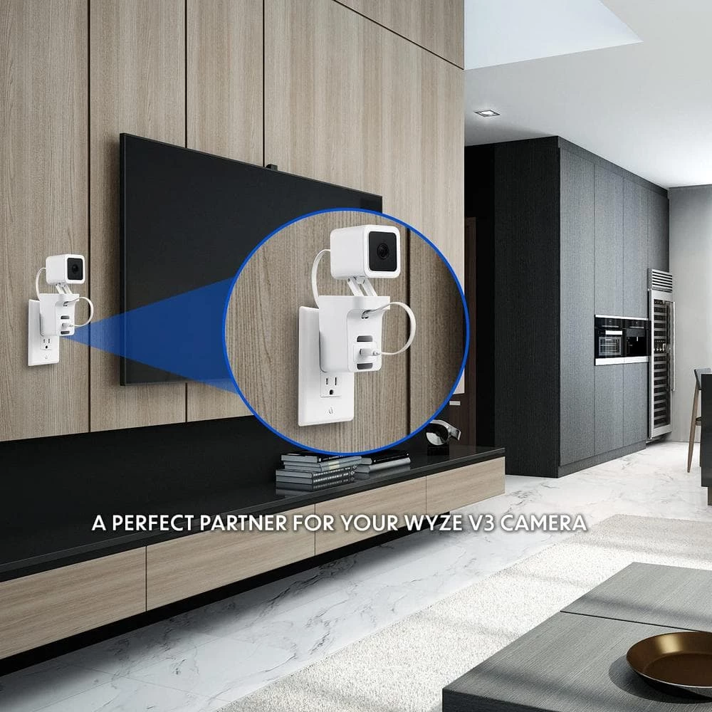 AC Outlet Wall Mount Compatible with Wyze Cam V3 - Reliable Mounting Alternative for Your Cameras (White) by Wasserstein 5 AC Outlet Wall Mount Compatible with Wyze Cam V3 - Reliable Mounting Alternative for Your Cameras (White) by Wasserstein - Image 5