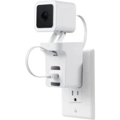 AC Outlet Wall Mount Compatible with Wyze Cam V3 - Reliable Mounting Alternative for Your Cameras (White) by Wasserstein