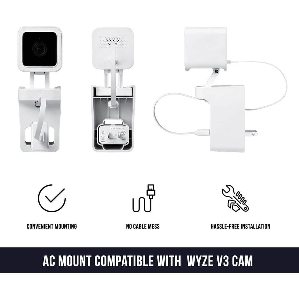 AC Outlet Wall Mount Compatible with Wyze Cam V3 - Reliable Mounting Alternative for Your Cameras (White) by Wasserstein 2 AC Outlet Wall Mount Compatible with Wyze Cam V3 - Reliable Mounting Alternative for Your Cameras (White) by Wasserstein - Image 2